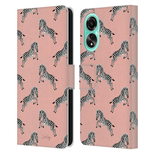 Cat Coquillette Tropical Wildlife Zebra Leap Pattern Leather Book Wallet Case Cover For OPPO A78 4G
