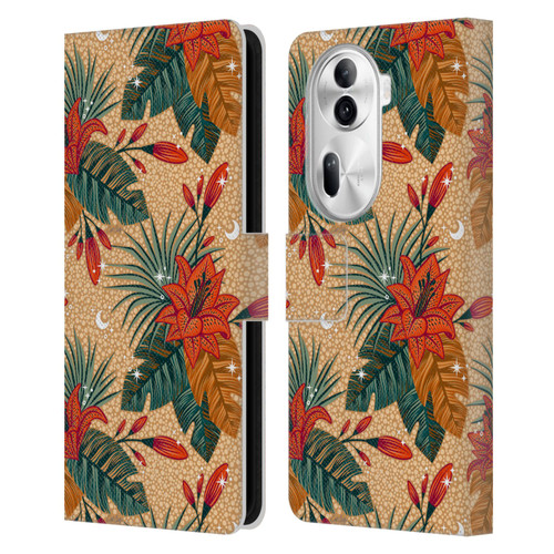 Cat Coquillette Tropical Wildlife Lily Leather Book Wallet Case Cover For OPPO Reno11