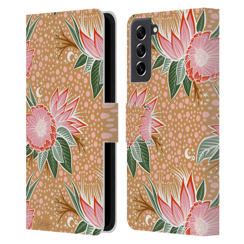 Cat Coquillette Tropical Wildlife Protea Bloom Leather Book Wallet Case Cover For Samsung Galaxy S21 FE 5G