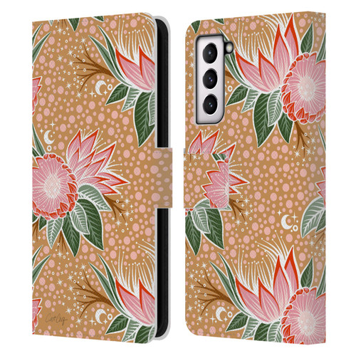 Cat Coquillette Tropical Wildlife Protea Bloom Leather Book Wallet Case Cover For Samsung Galaxy S21 5G