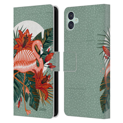 Cat Coquillette Tropical Wildlife Flamingo And Lilies Leather Book Wallet Case Cover For Samsung Galaxy M04 5G / A04e