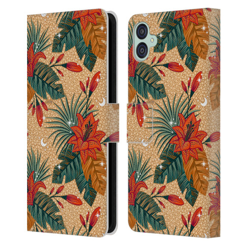 Cat Coquillette Tropical Wildlife Lily Leather Book Wallet Case Cover For Samsung Galaxy M04 5G / A04e