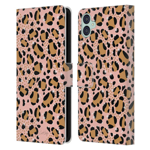 Cat Coquillette Tropical Wildlife Sparkly Leopard Print Leather Book Wallet Case Cover For Samsung Galaxy M04 5G / A04e