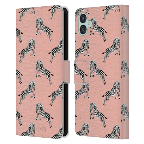 Cat Coquillette Tropical Wildlife Zebra Leap Pattern Leather Book Wallet Case Cover For Samsung Galaxy M04 5G / A04e