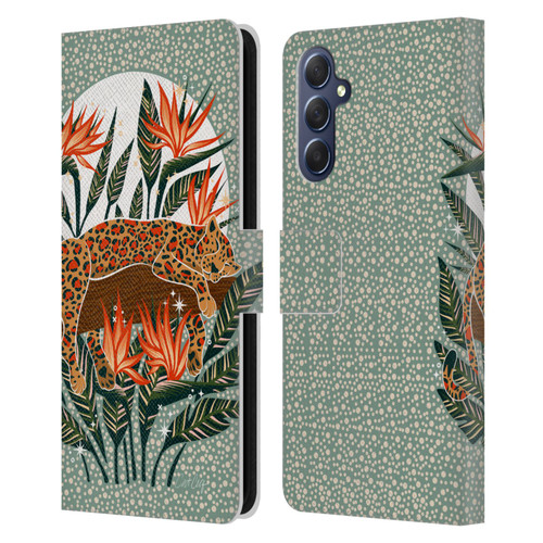 Cat Coquillette Tropical Wildlife Leopard Moonrise Leather Book Wallet Case Cover For Samsung Galaxy M54 5G