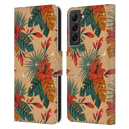 Cat Coquillette Tropical Wildlife Lily Leather Book Wallet Case Cover For Samsung Galaxy S22+ 5G