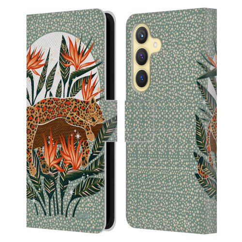 Cat Coquillette Tropical Wildlife Leopard Moonrise Leather Book Wallet Case Cover For Samsung Galaxy S24 5G