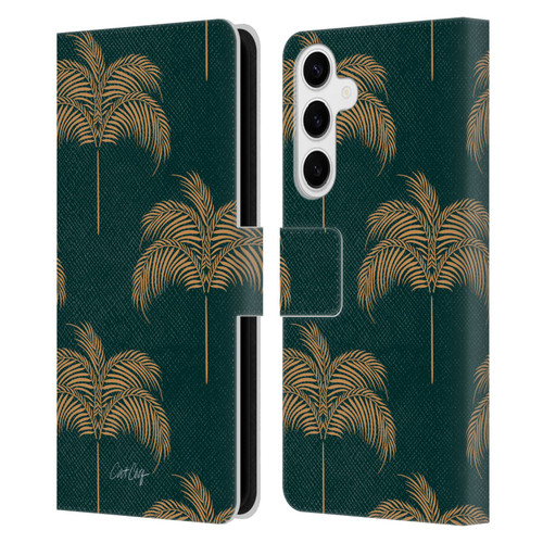 Cat Coquillette Tropical Wildlife Palm Tree Oasis Leather Book Wallet Case Cover For Samsung Galaxy S24+ 5G