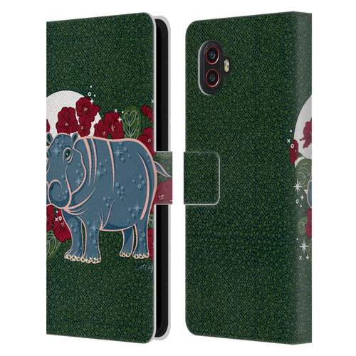 Cat Coquillette Tropical Wildlife Hippo And African Violet Leather Book Wallet Case Cover For Samsung Galaxy Xcover6 Pro/Pro2