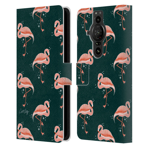 Cat Coquillette Tropical Wildlife Flamingo Sparkles Leather Book Wallet Case Cover For Sony Xperia Pro-I