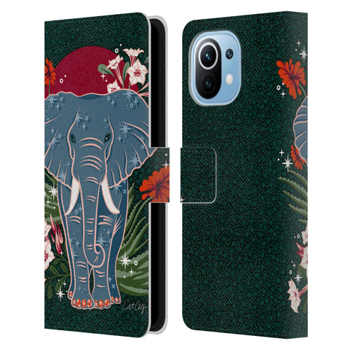 Cat Coquillette Tropical Wildlife Elephant And Aloe Leather Book Wallet Case Cover For Xiaomi Mi 11