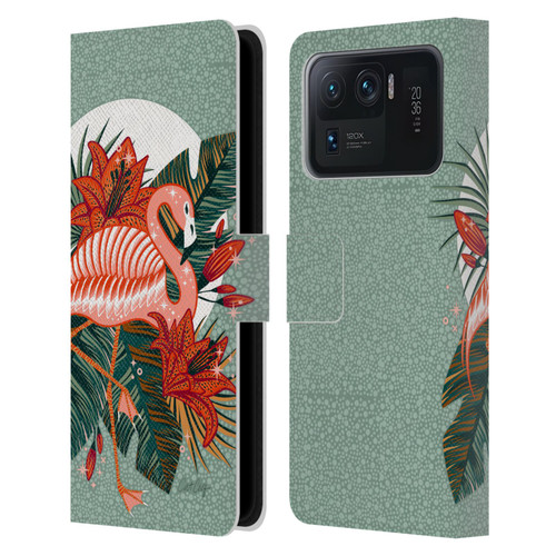 Cat Coquillette Tropical Wildlife Flamingo And Lilies Leather Book Wallet Case Cover For Xiaomi Mi 11 Ultra