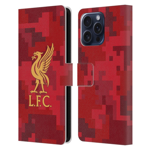 Liverpool Football Club Digital Camouflage Home Red Leather Book Wallet Case Cover For Apple iPhone 16 Pro Max