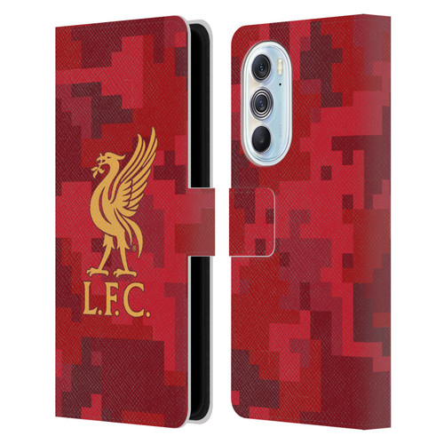 Liverpool Football Club Digital Camouflage Home Red Leather Book Wallet Case Cover For Motorola Edge X30