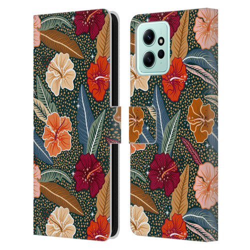Cat Coquillette Tropical Wildlife African Hibiscus Leather Book Wallet Case Cover For Xiaomi Redmi 12