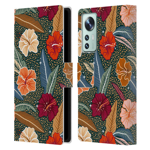 Cat Coquillette Tropical Wildlife African Hibiscus Leather Book Wallet Case Cover For Xiaomi 12