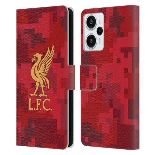 Liverpool Football Club Digital Camouflage Home Red Leather Book Wallet Case Cover For Xiaomi Redmi Note 12T
