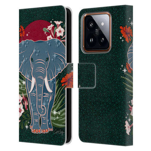 Cat Coquillette Tropical Wildlife Elephant And Aloe Leather Book Wallet Case Cover For Xiaomi 14