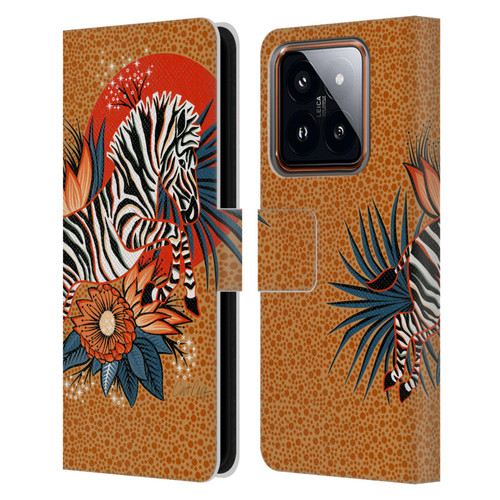 Cat Coquillette Tropical Wildlife Zebra Leap Leather Book Wallet Case Cover For Xiaomi 14