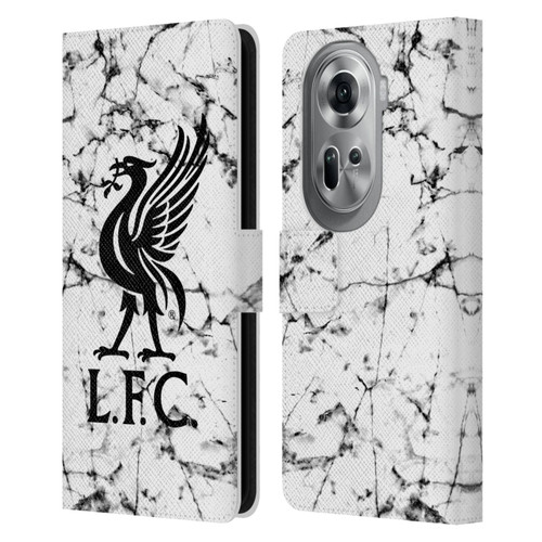 Liverpool Football Club Marble Black Liver Bird Leather Book Wallet Case Cover For OPPO Reno11 Pro