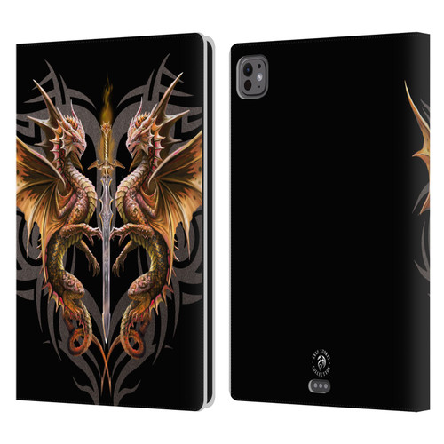 Anne Stokes Mix Fantasy Art Dragon Sword Leather Book Wallet Case Cover For Apple iPad Pro 11 M4 2024