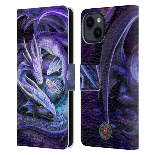 Anne Stokes Mix Fantasy Art Welcome Hatchling Leather Book Wallet Case Cover For Apple iPhone 15