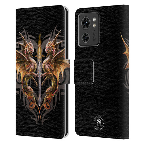 Anne Stokes Mix Fantasy Art Dragon Sword Leather Book Wallet Case Cover For Motorola Moto Edge 40