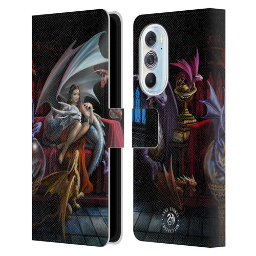 Anne Stokes Mix Fantasy Art Dragon Charm Leather Book Wallet Case Cover For Motorola Edge X30
