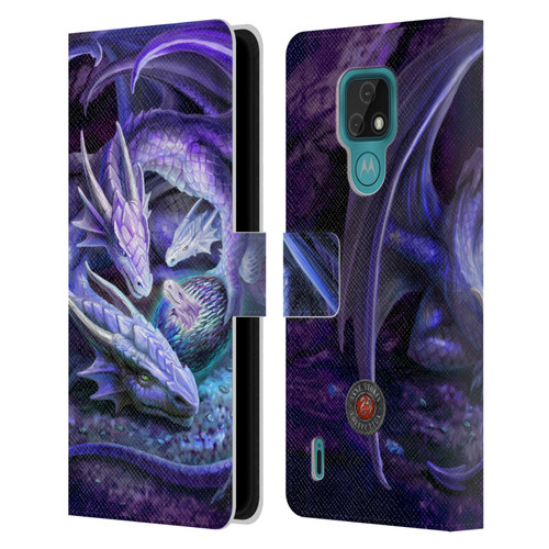 Anne Stokes Mix Fantasy Art Welcome Hatchling Leather Book Wallet Case Cover For Motorola Moto E7