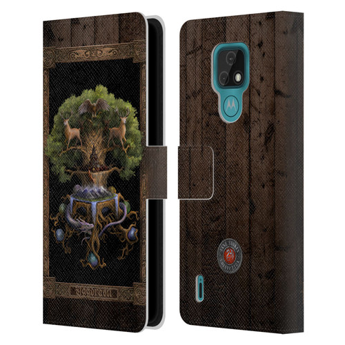 Anne Stokes Mix Fantasy Art Yggdrasil Leather Book Wallet Case Cover For Motorola Moto E7