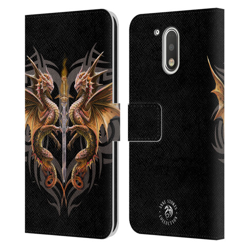 Anne Stokes Mix Fantasy Art Dragon Sword Leather Book Wallet Case Cover For Motorola Moto G41