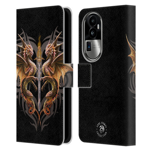 Anne Stokes Mix Fantasy Art Dragon Sword Leather Book Wallet Case Cover For OPPO Reno10 Pro+