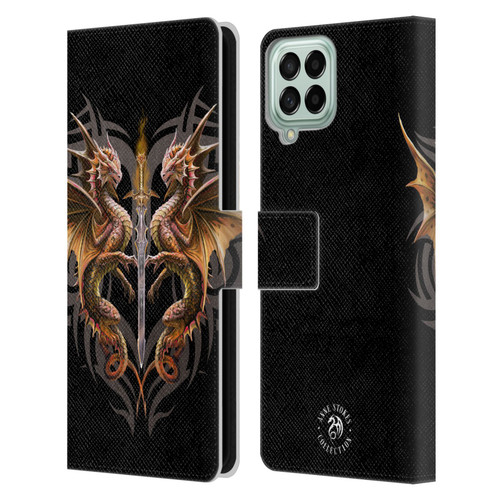 Anne Stokes Mix Fantasy Art Dragon Sword Leather Book Wallet Case Cover For Samsung Galaxy M53 (2022)
