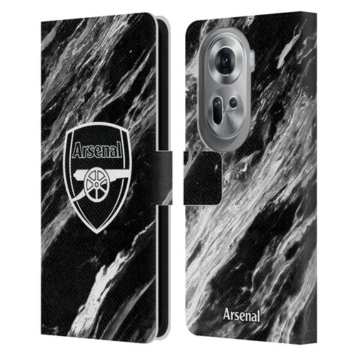 Arsenal FC Crest Patterns Marble Leather Book Wallet Case Cover For OPPO Reno11 Pro