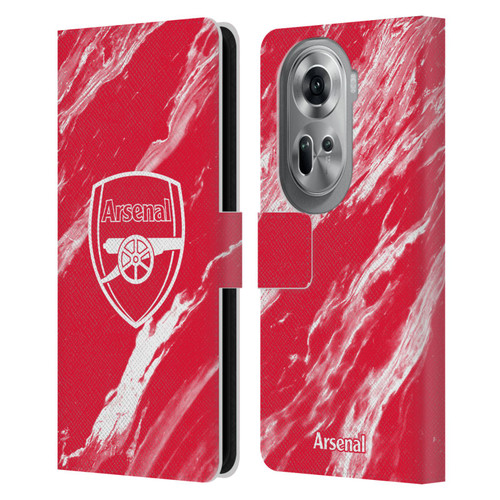 Arsenal FC Crest Patterns Red Marble Leather Book Wallet Case Cover For OPPO Reno11 Pro