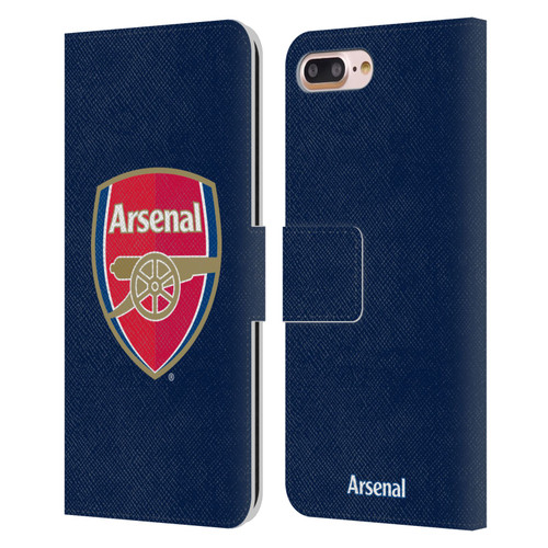 Arsenal FC Crest 2 Full Colour Blue Leather Book Wallet Case Cover For Apple iPhone 7 Plus / iPhone 8 Plus