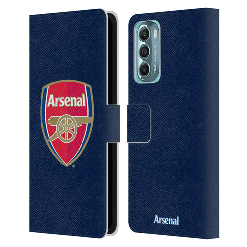 Arsenal FC Crest 2 Full Colour Blue Leather Book Wallet Case Cover For Motorola Moto G Stylus 5G (2022)