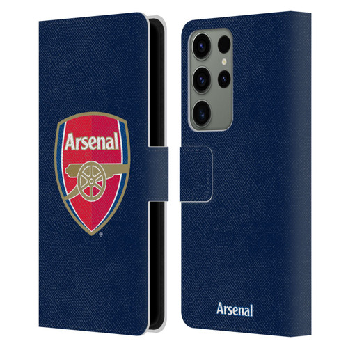Arsenal FC Crest 2 Full Colour Blue Leather Book Wallet Case Cover For Samsung Galaxy S23 Ultra 5G