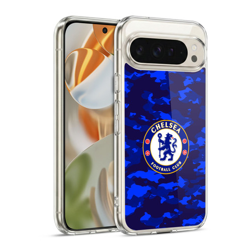 Chelsea Football Club Crest Camouflage Soft Gel Case for Google Pixel 9 / Pixel 9 Pro