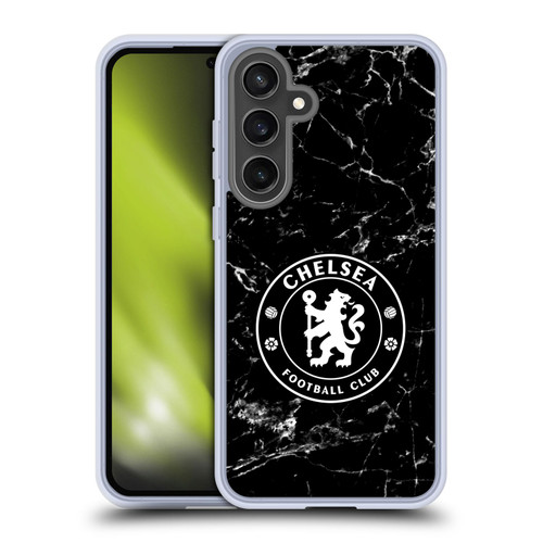 Chelsea Football Club Crest Black Marble Soft Gel Case for Samsung Galaxy S24 FE