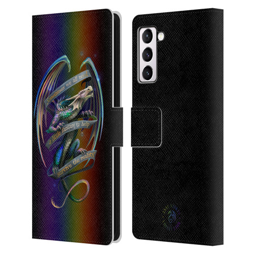 Anne Stokes Dragon Fantasy Survive The Reality Leather Book Wallet Case Cover For Samsung Galaxy S21+ 5G