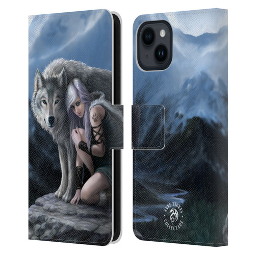 Anne Stokes Wolves Protector Leather Book Wallet Case Cover For Apple iPhone 15