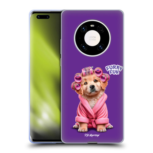 P.D. Moreno Furry Fun Artwork Puppy With Curlers Soft Gel Case for Huawei Mate 40 Pro 5G