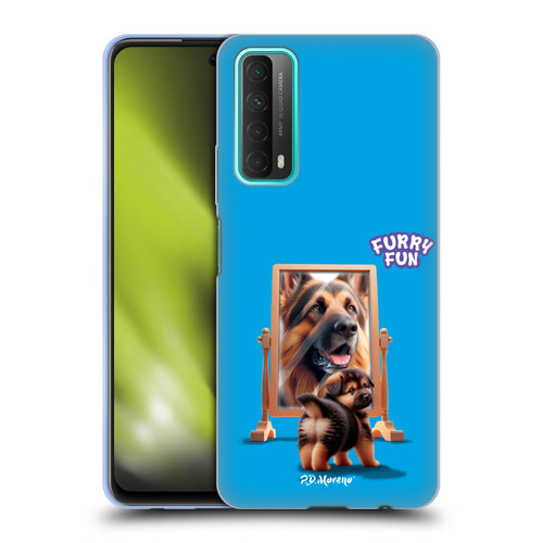 P.D. Moreno Furry Fun Artwork German Shepherd Mirror Soft Gel Case for Huawei P Smart (2021)