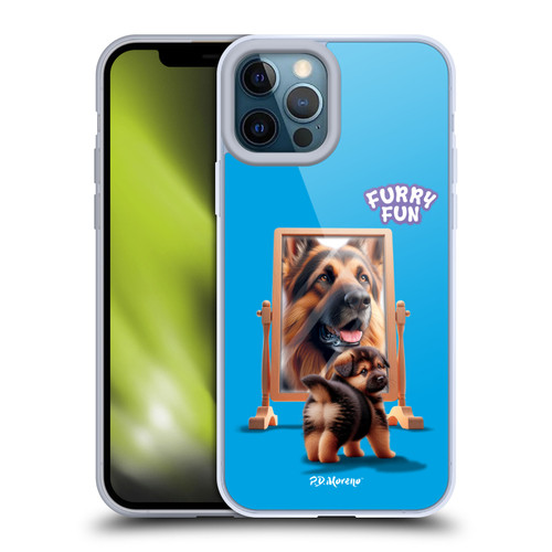 P.D. Moreno Furry Fun Artwork German Shepherd Mirror Soft Gel Case for Apple iPhone 12 Pro Max