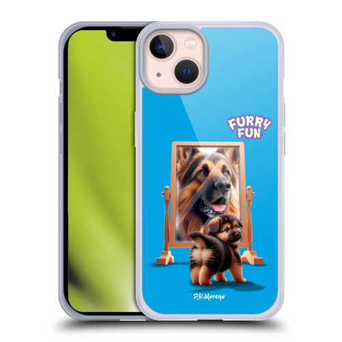 P.D. Moreno Furry Fun Artwork German Shepherd Mirror Soft Gel Case for Apple iPhone 13
