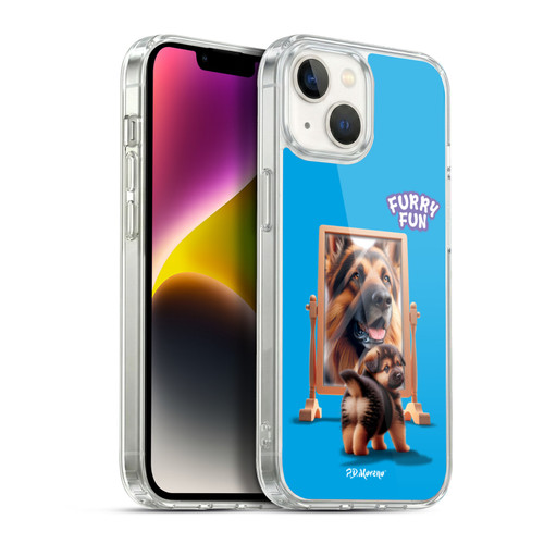 P.D. Moreno Furry Fun Artwork German Shepherd Mirror Soft Gel Case for Apple iPhone 14
