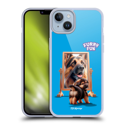 P.D. Moreno Furry Fun Artwork German Shepherd Mirror Soft Gel Case for Apple iPhone 14 Plus