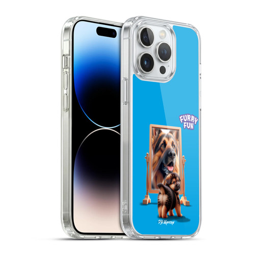 P.D. Moreno Furry Fun Artwork German Shepherd Mirror Soft Gel Case for Apple iPhone 14 Pro Max & MagSafe