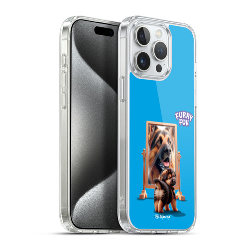 P.D. Moreno Furry Fun Artwork German Shepherd Mirror Soft Gel Case for Apple iPhone 15 Pro Max & MagSafe